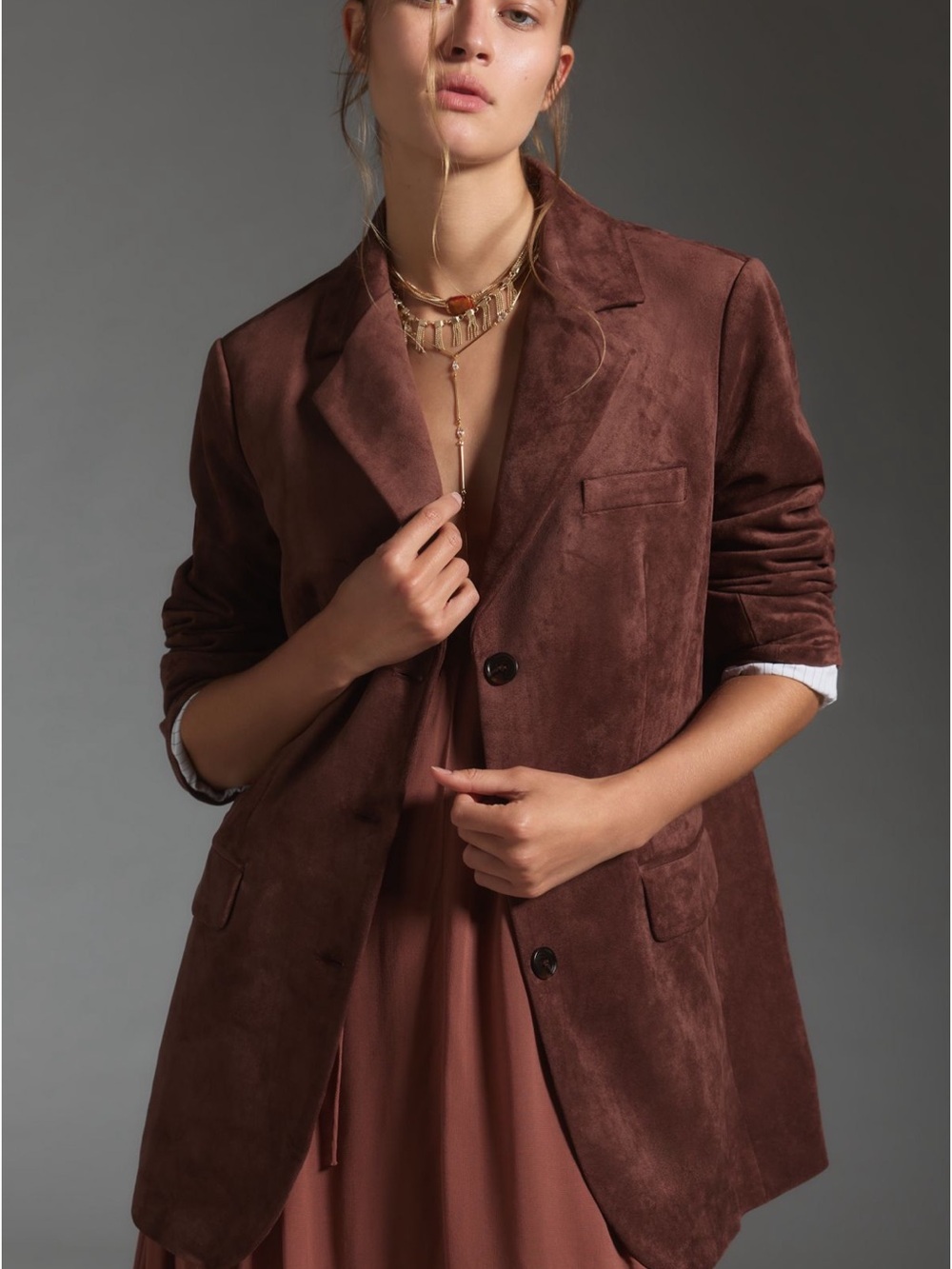Anthropologie Dolan Left Coast Faux Suede Boyfriend Blazer Jacket NWT M